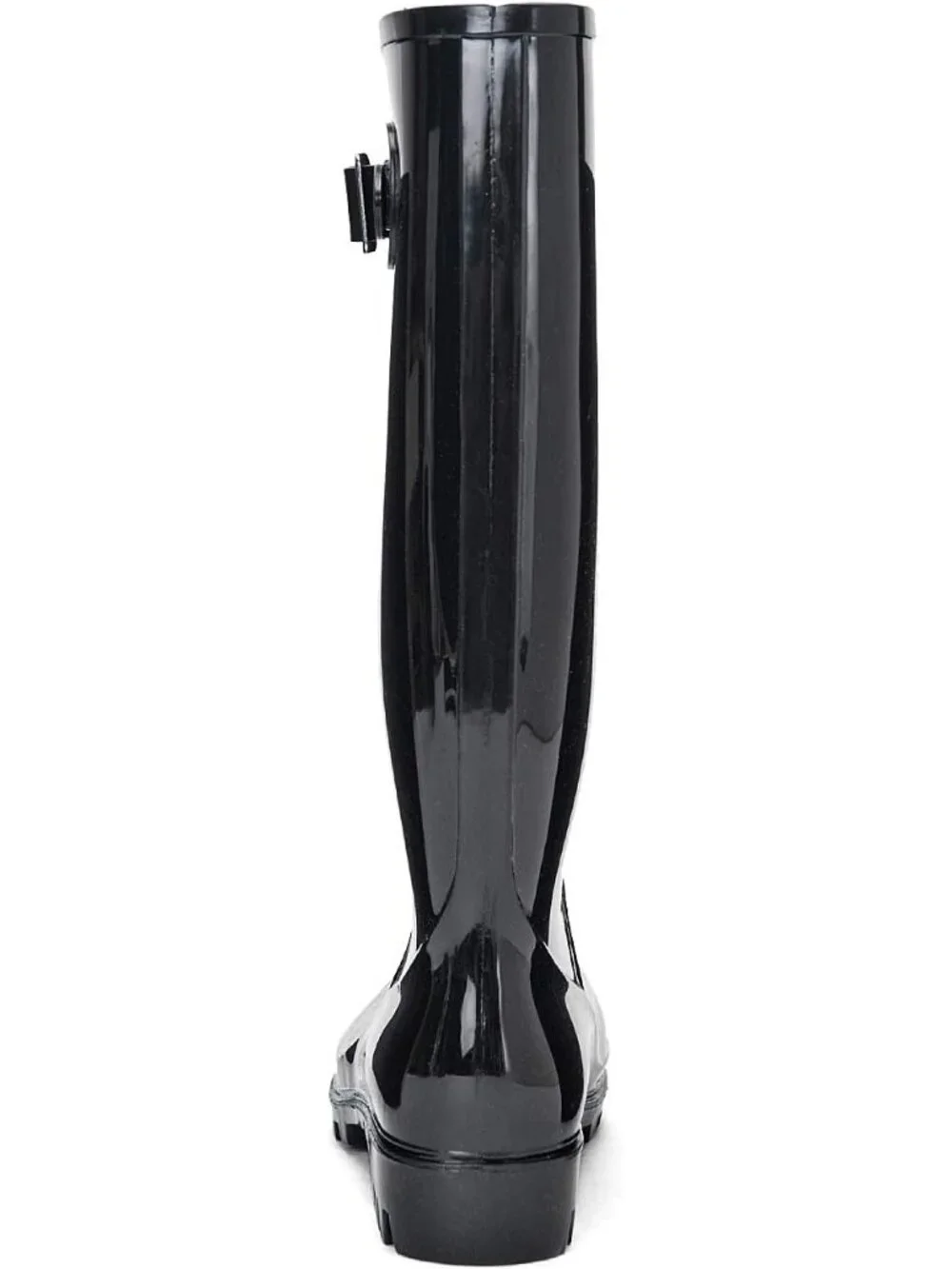 Women's Bright Black Tall Waterproof Rain Boots Rubber Wide Calf Garden Boots
